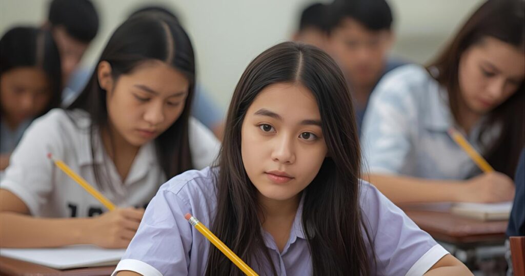 Students taking exam