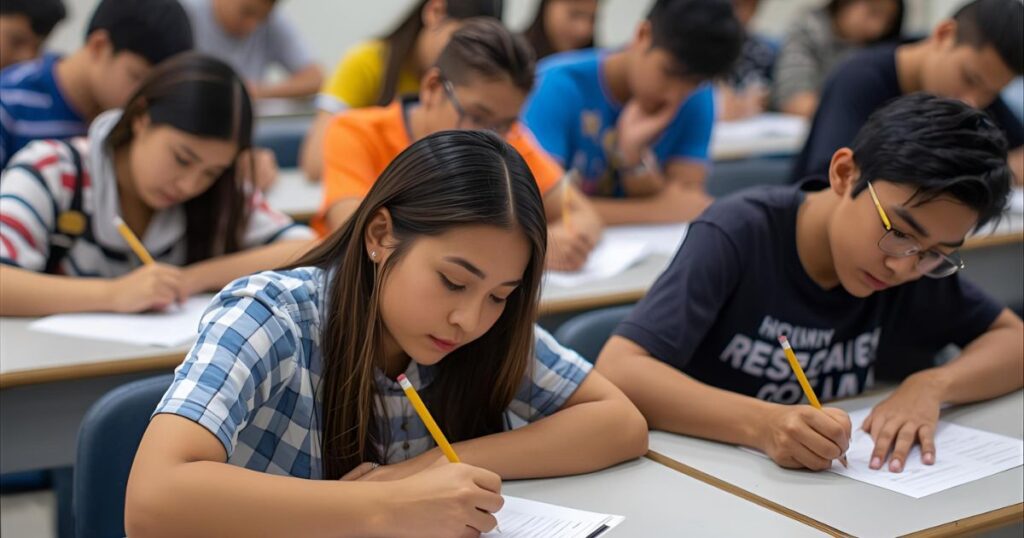 Students taking exam